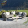 Bàn Ghế Sofa Mây Nhựa MN005 sofa góc cong màu xám bên hồ
