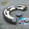 Bàn Ghế Sofa Mây Nhựa MN006 sofa bán nguyệt đệm trắng