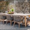 Bàn ghế ăn ngoài trời NT019 gỗ teak và ghế đan dây rope