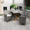Bàn ghế ăn ngoài trời NT024 bàn chữ nhật và ghế mây nhựa xám